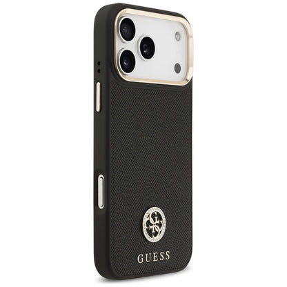 Funda MagSafe para Apple iPhone 17 Pro Max, Guess, Grained Strass Logo, Negra