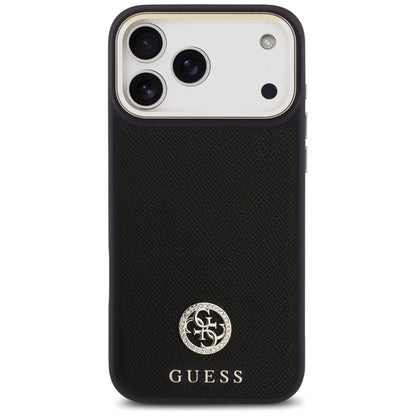 Funda MagSafe para Apple iPhone 17 Pro Max, Guess, Grained Strass Logo, Negra