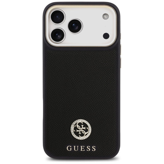 Funda MagSafe para Apple iPhone 17 Pro Max, Guess, Grained Strass Logo, Negra