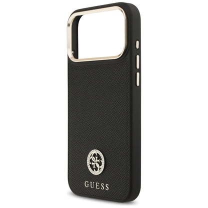 Funda MagSafe para Apple iPhone 17 Pro Max, Guess, Grained Strass Logo, Negra