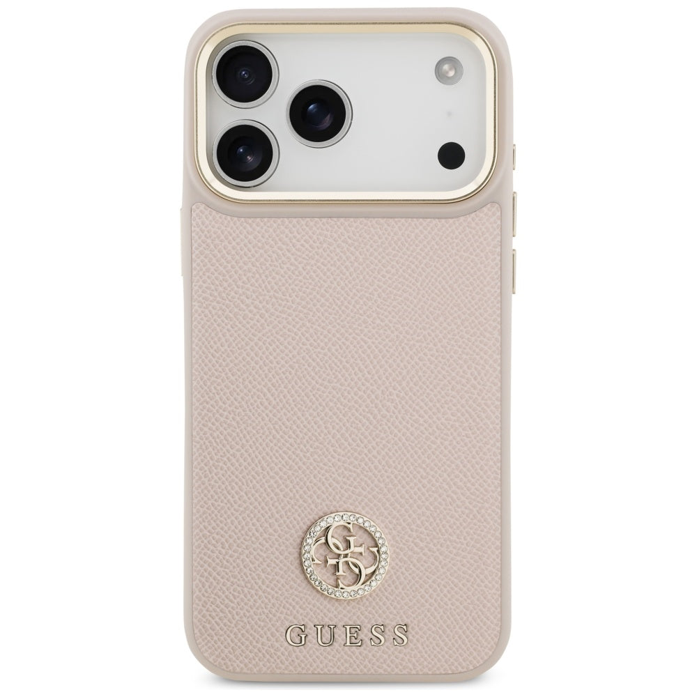 Funda MagSafe para Apple iPhone 17 Pro Max, Guess, Grained Strass Logo, Rosa