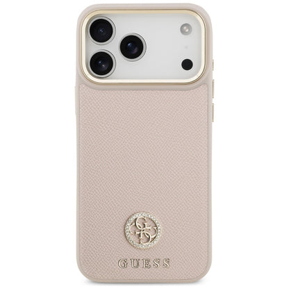 Funda MagSafe para Apple iPhone 17 Pro Max, Guess, Grained Strass Logo, Rosa