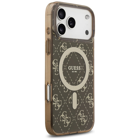 Funda MagSafe para Apple iPhone 17 Pro Max, Guess, IML 4G Background, Marrón