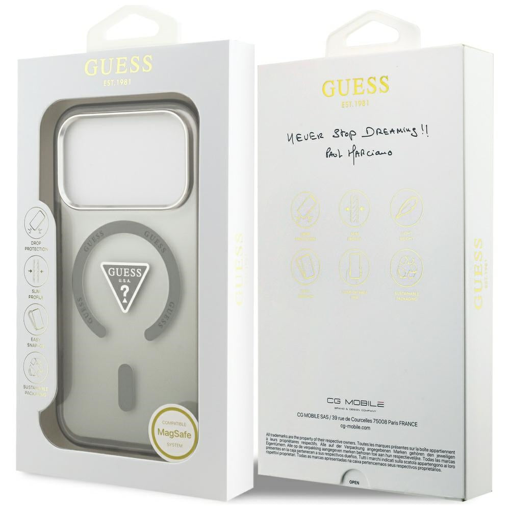 Funda MagSafe para Apple iPhone 17 Pro Max, Guess, IML Gradient Triangle Logo, Kaki