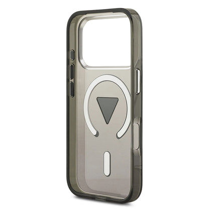 Funda MagSafe para Apple iPhone 17 Pro Max, Guess, IML Gradient Triangle Logo, Negra Plateada