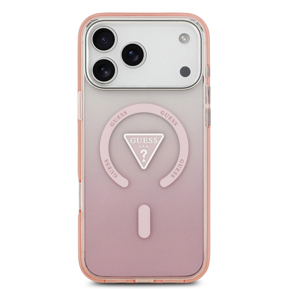 Funda MagSafe para Apple iPhone 17 Pro Max, Guess, IML Gradient Triangle Logo, Rosa