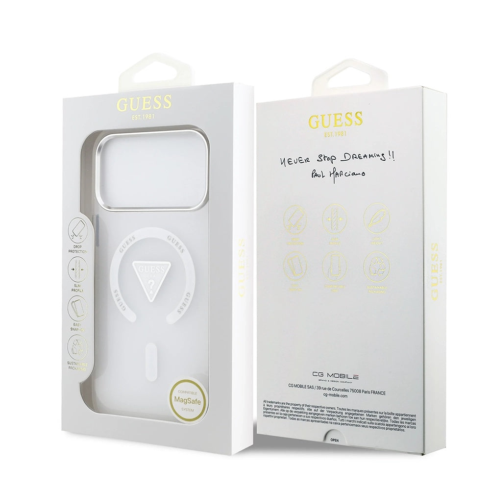 Funda MagSafe para Apple iPhone 17 Pro Max, Guess, IML Gradient Triangle Logo, Transparente