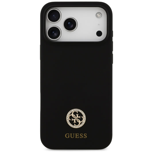 Funda MagSafe para Apple iPhone 17 Pro Max, Guess, Logo Strass 4G, Negra