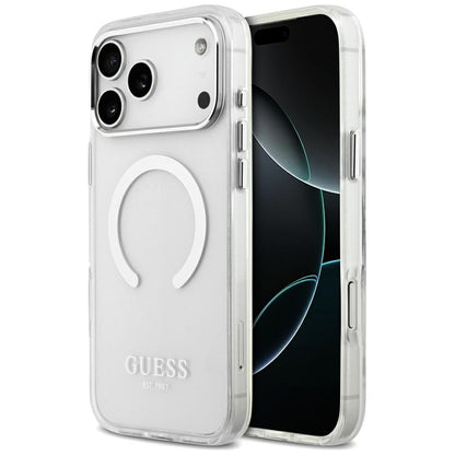 Funda MagSafe para Apple iPhone 17 Pro Max, Guess, Metal Outline, Plateada
