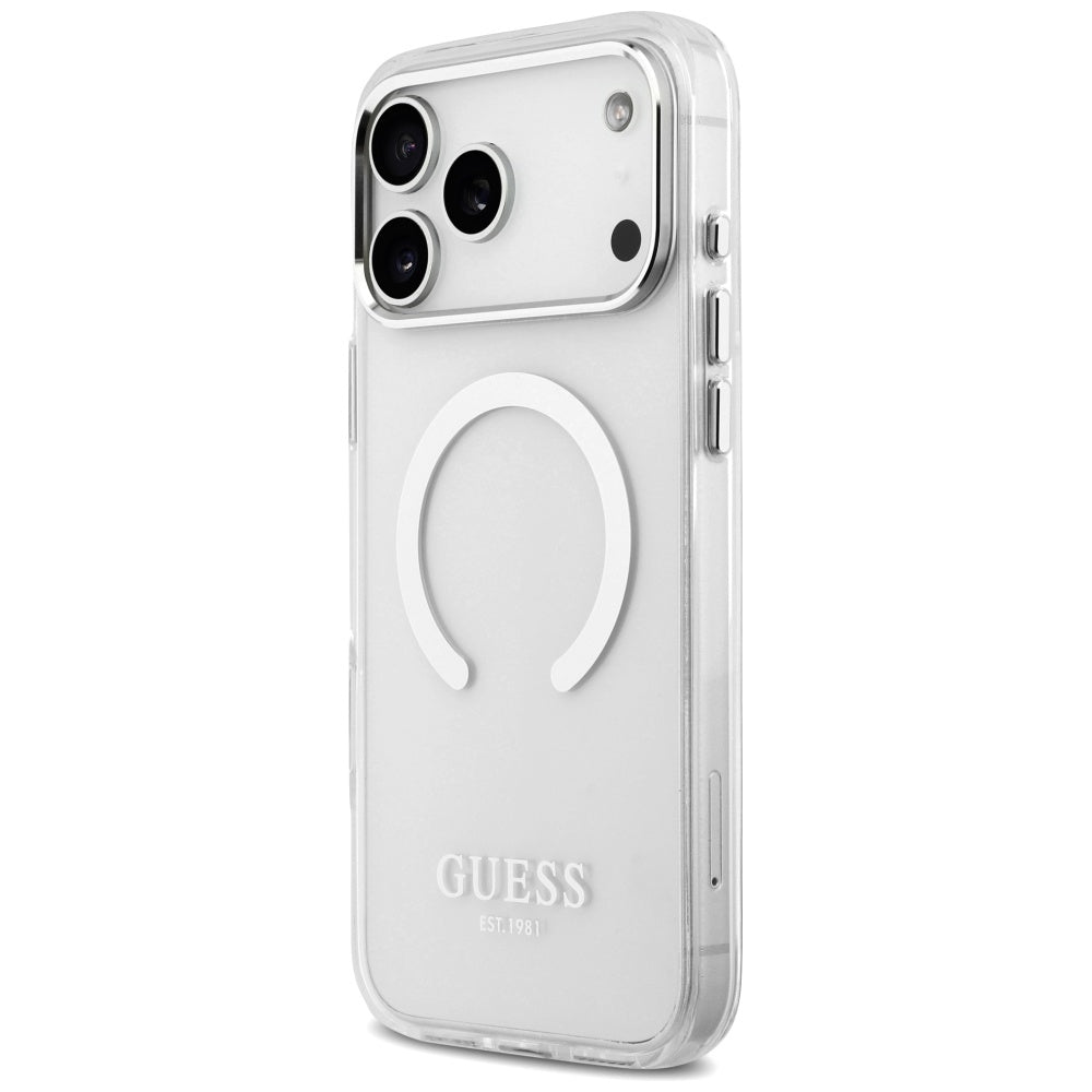 Funda MagSafe para Apple iPhone 17 Pro Max, Guess, Metal Outline, Plateada