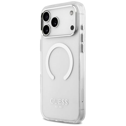Funda MagSafe para Apple iPhone 17 Pro Max, Guess, Metal Outline, Plateada