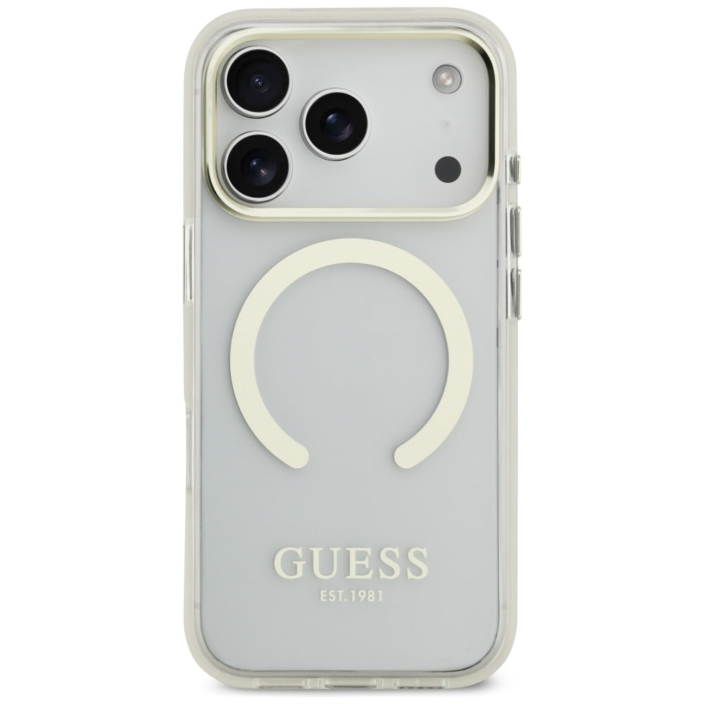 Funda MagSafe para Apple iPhone 17 Pro Max, Guess, Metal Outline, Dorada