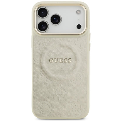 Funda MagSafe para Apple iPhone 17 Pro Max, Guess, Peony Hot Stamp, Beige