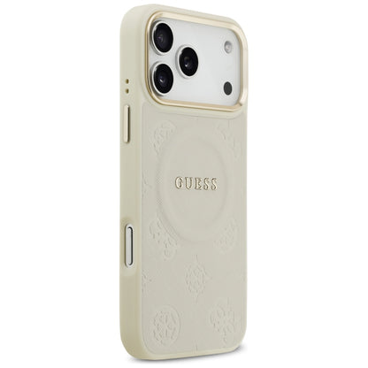 Funda MagSafe para Apple iPhone 17 Pro Max, Guess, Peony Hot Stamp, Beige