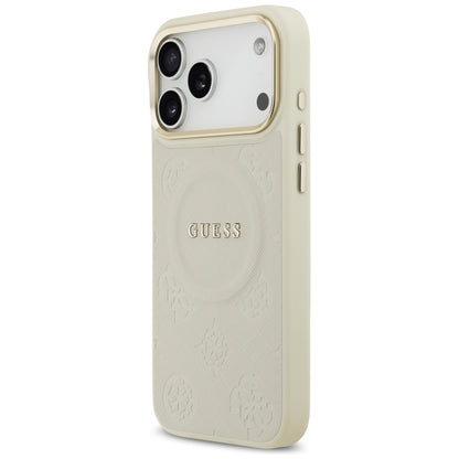 Funda MagSafe para Apple iPhone 17 Pro Max, Guess, Peony Hot Stamp, Beige