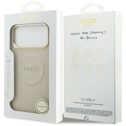 Funda MagSafe para Apple iPhone 17 Pro Max, Guess, Peony Hot Stamp, Beige