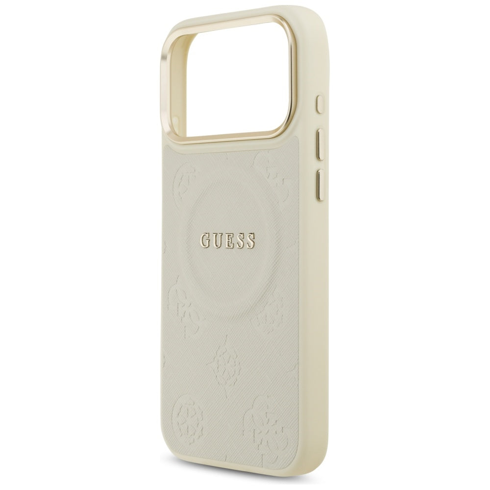 Funda MagSafe para Apple iPhone 17 Pro Max, Guess, Peony Hot Stamp, Beige