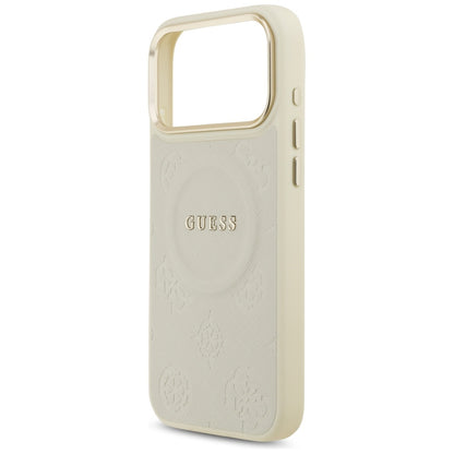 Funda MagSafe para Apple iPhone 17 Pro Max, Guess, Peony Hot Stamp, Beige