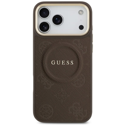 Funda MagSafe para Apple iPhone 17 Pro Max, Guess, Peony Hot Stamp, Marrón