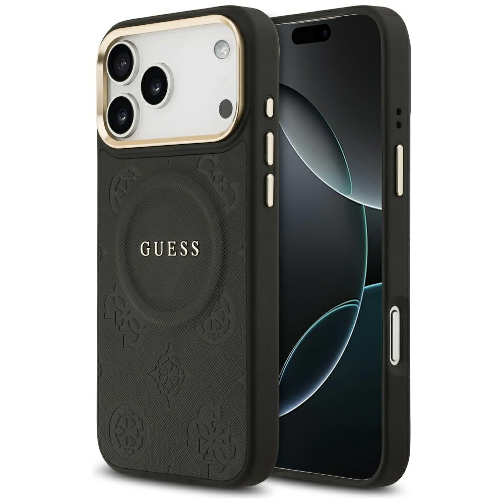 Funda MagSafe para Apple iPhone 17 Pro Max, Guess, Peony Hot Stamp, Negra