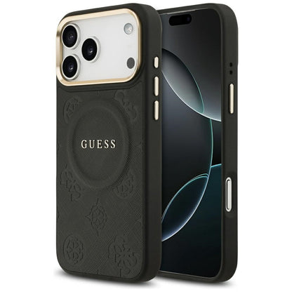 Funda MagSafe para Apple iPhone 17 Pro Max, Guess, Peony Hot Stamp, Negra