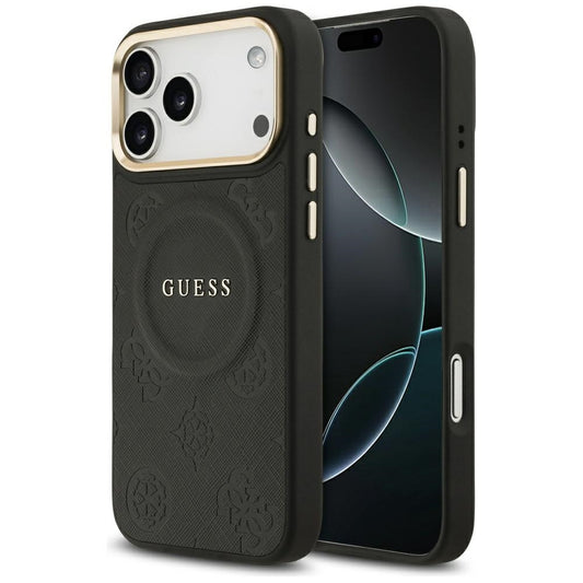 Funda MagSafe para Apple iPhone 17 Pro Max, Guess, Peony Hot Stamp, Negra