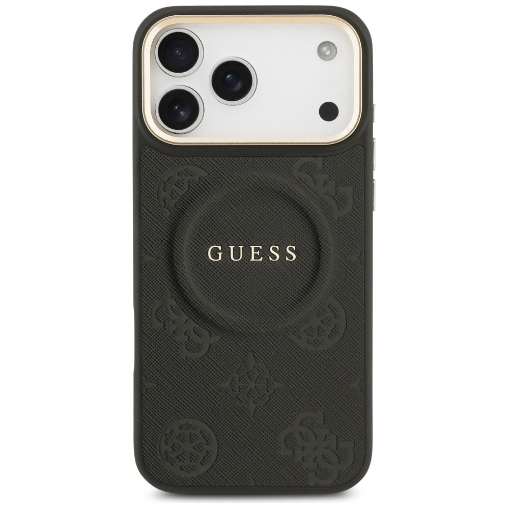 Funda MagSafe para Apple iPhone 17 Pro Max, Guess, Peony Hot Stamp, Negra