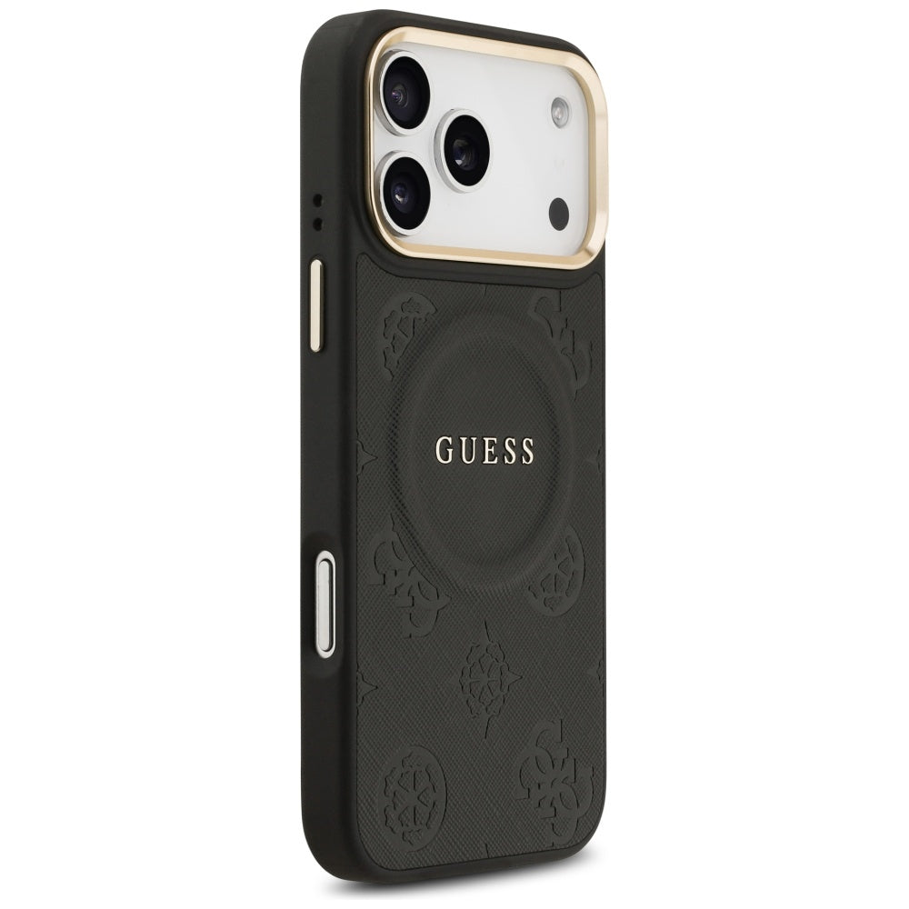 Funda MagSafe para Apple iPhone 17 Pro Max, Guess, Peony Hot Stamp, Negra