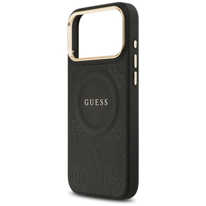 Funda MagSafe para Apple iPhone 17 Pro Max, Guess, Peony Hot Stamp, Negra