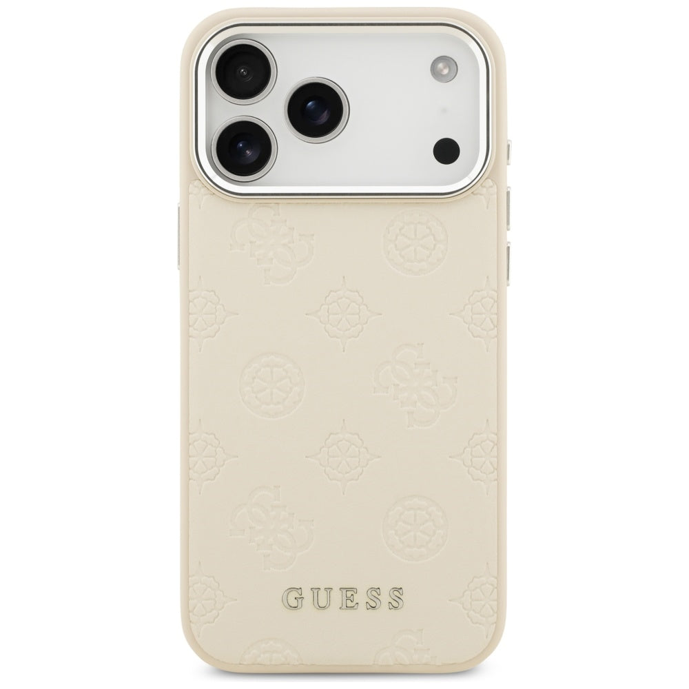 Funda MagSafe para Apple iPhone 17 Pro Max, Guess, Peony Hot Stamp Script, Beige