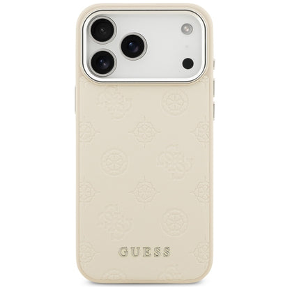 Funda MagSafe para Apple iPhone 17 Pro Max, Guess, Peony Hot Stamp Script, Beige