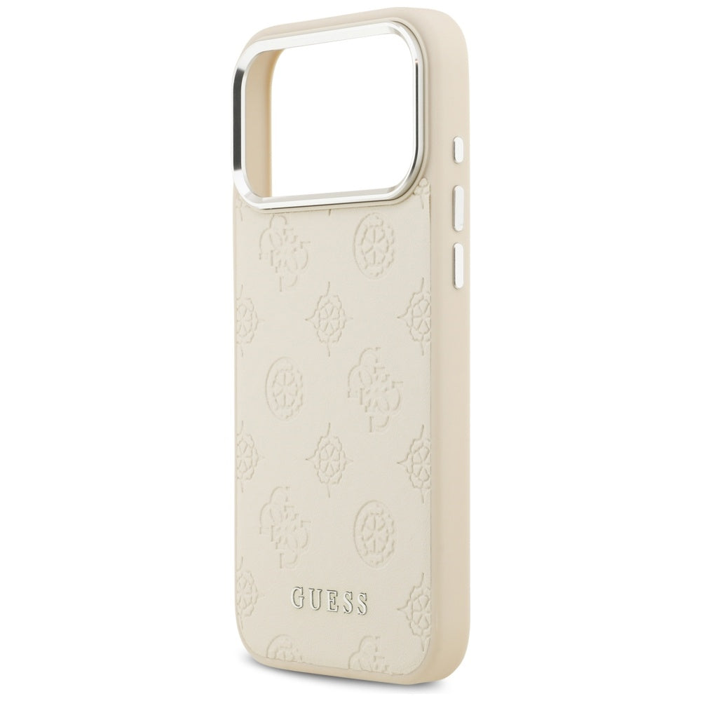 Funda MagSafe para Apple iPhone 17 Pro Max, Guess, Peony Hot Stamp Script, Beige