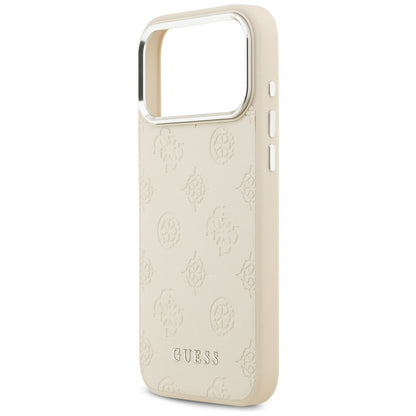 Funda MagSafe para Apple iPhone 17 Pro Max, Guess, Peony Hot Stamp Script, Beige