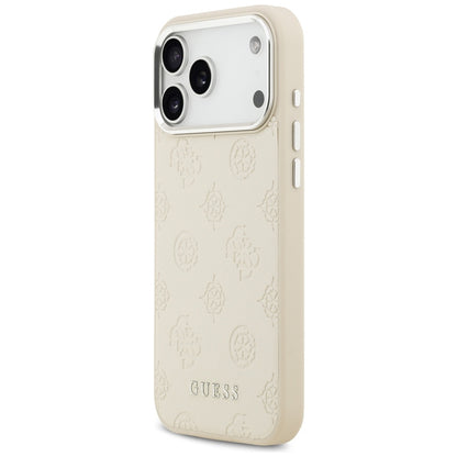 Funda MagSafe para Apple iPhone 17 Pro Max, Guess, Peony Hot Stamp Script, Beige