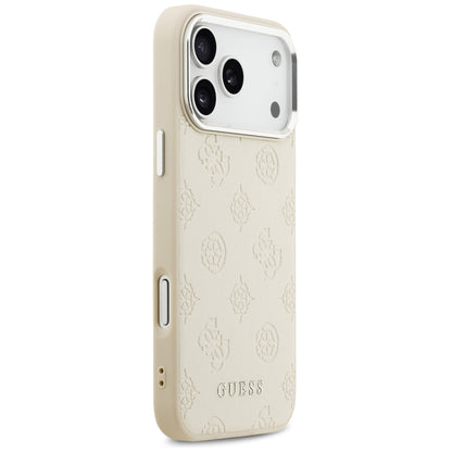 Funda MagSafe para Apple iPhone 17 Pro Max, Guess, Peony Hot Stamp Script, Beige