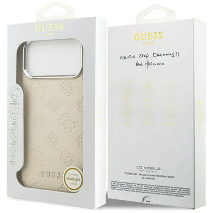 Funda MagSafe para Apple iPhone 17 Pro Max, Guess, Peony Hot Stamp Script, Beige