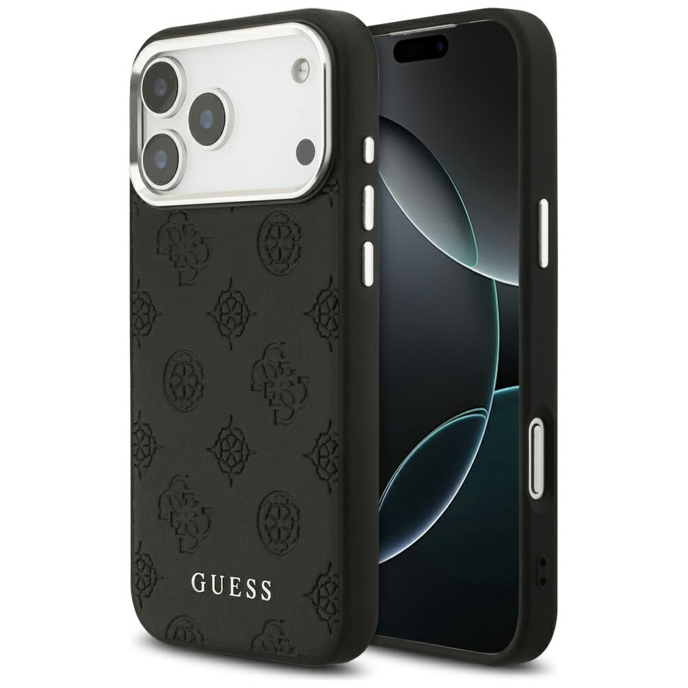 Funda MagSafe para Apple iPhone 17 Pro Max, Guess, Peony Hot Stamp Script, Negra