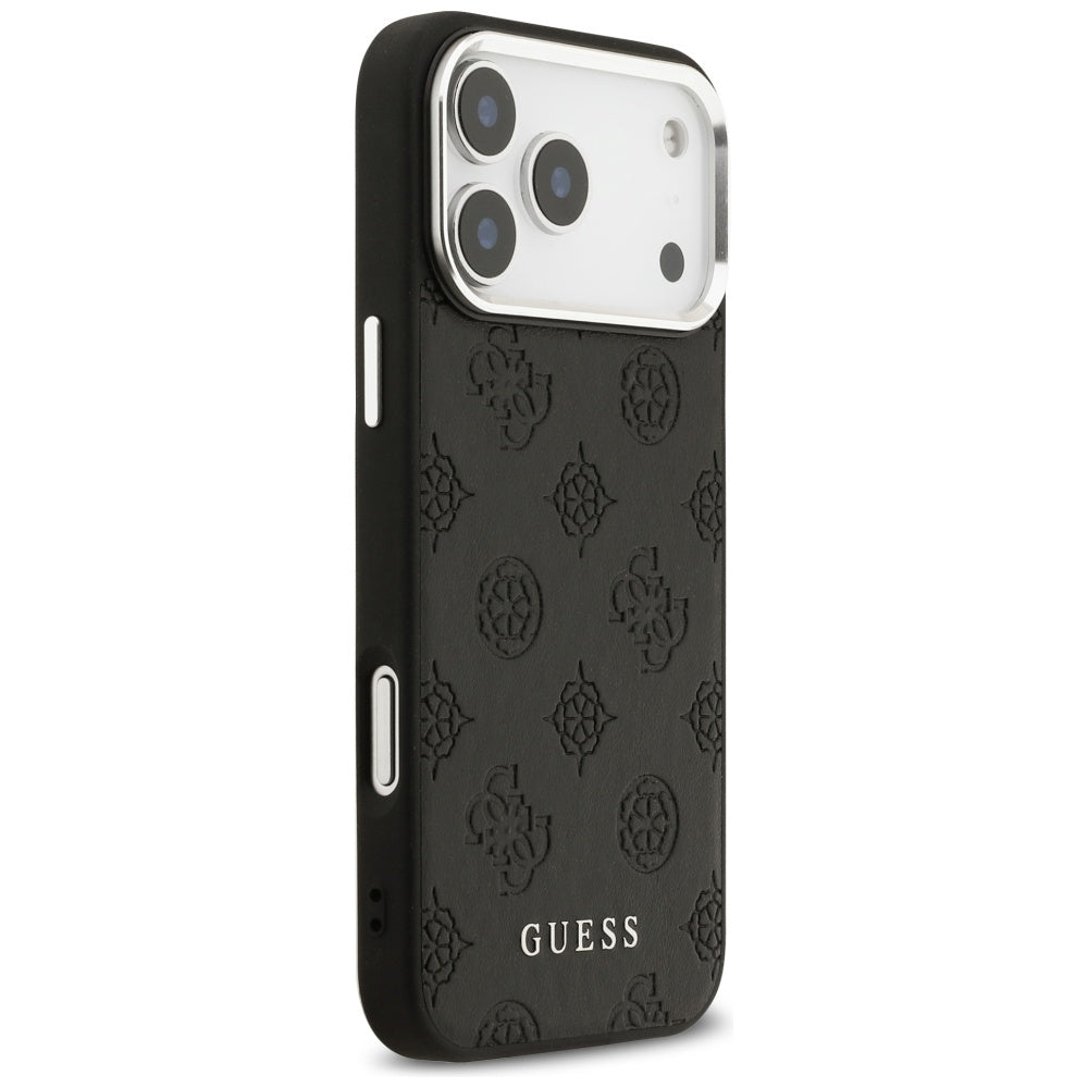 Funda MagSafe para Apple iPhone 17 Pro Max, Guess, Peony Hot Stamp Script, Negra
