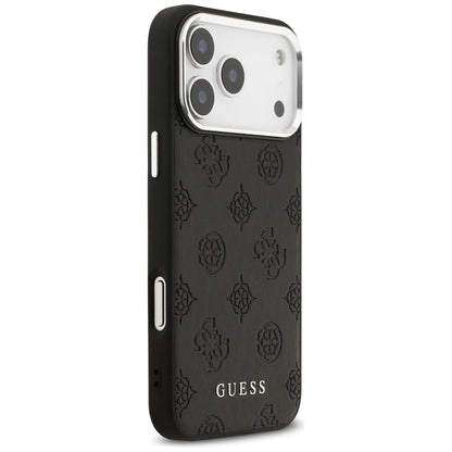 Funda MagSafe para Apple iPhone 17 Pro Max, Guess, Peony Hot Stamp Script, Negra