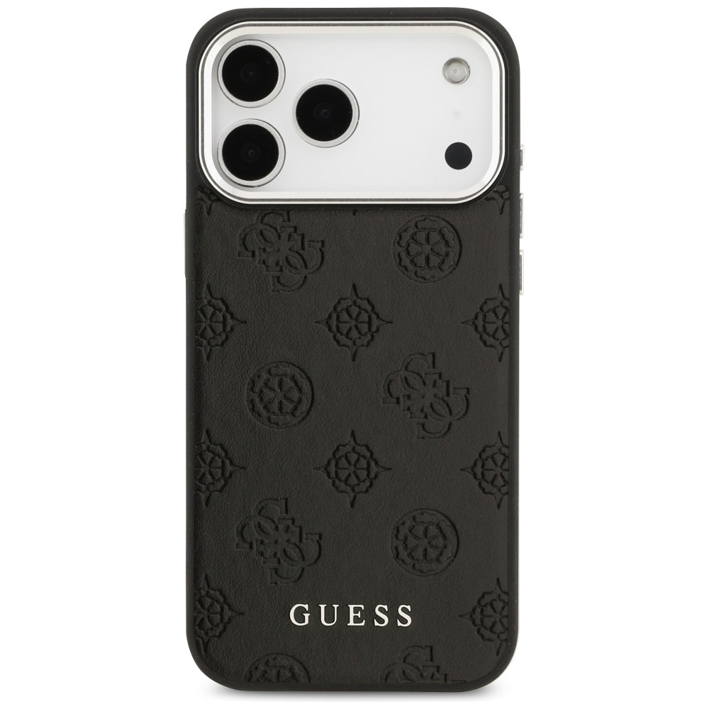 Funda MagSafe para Apple iPhone 17 Pro Max, Guess, Peony Hot Stamp Script, Negra