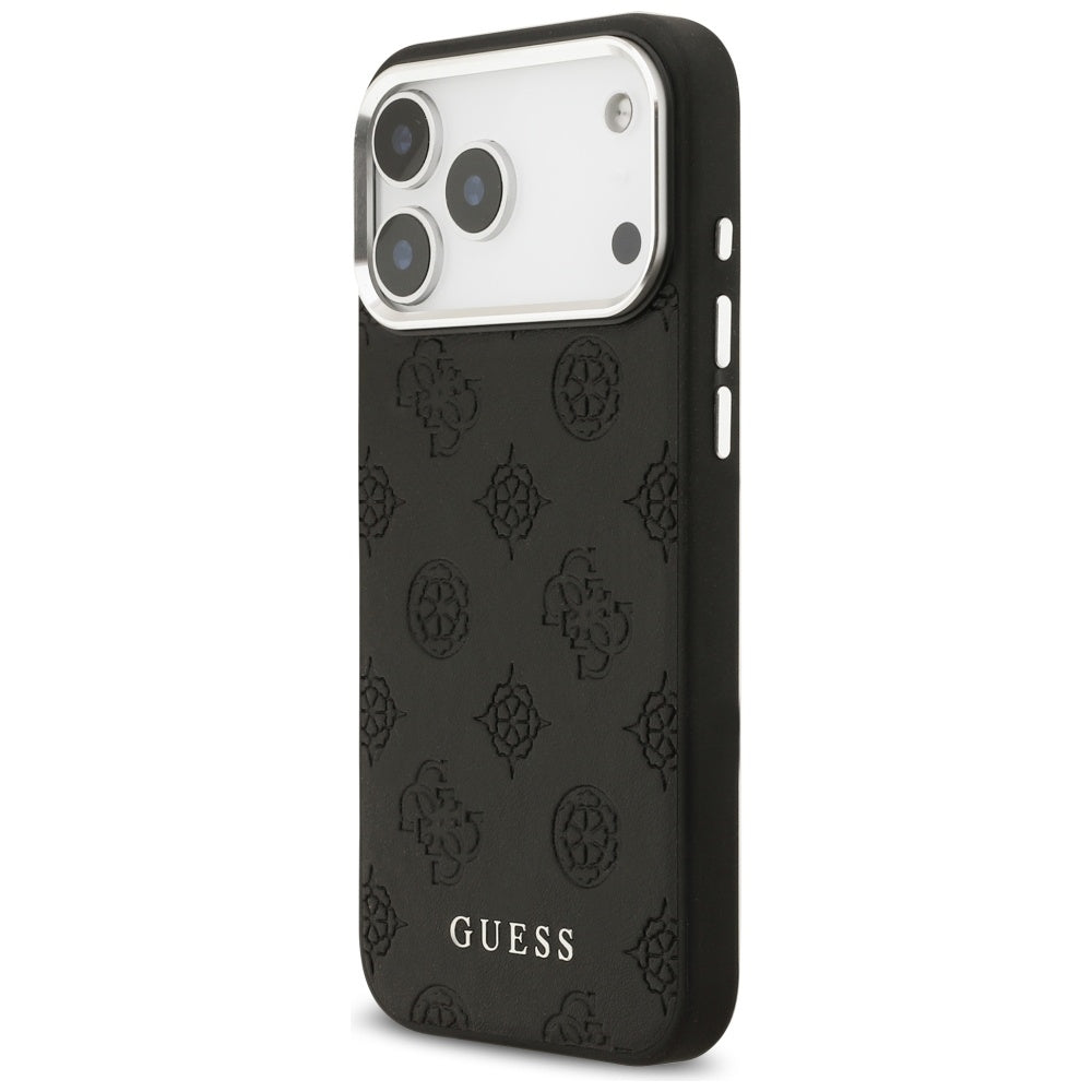 Funda MagSafe para Apple iPhone 17 Pro Max, Guess, Peony Hot Stamp Script, Negra