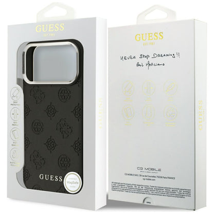 Funda MagSafe para Apple iPhone 17 Pro Max, Guess, Peony Hot Stamp Script, Negra