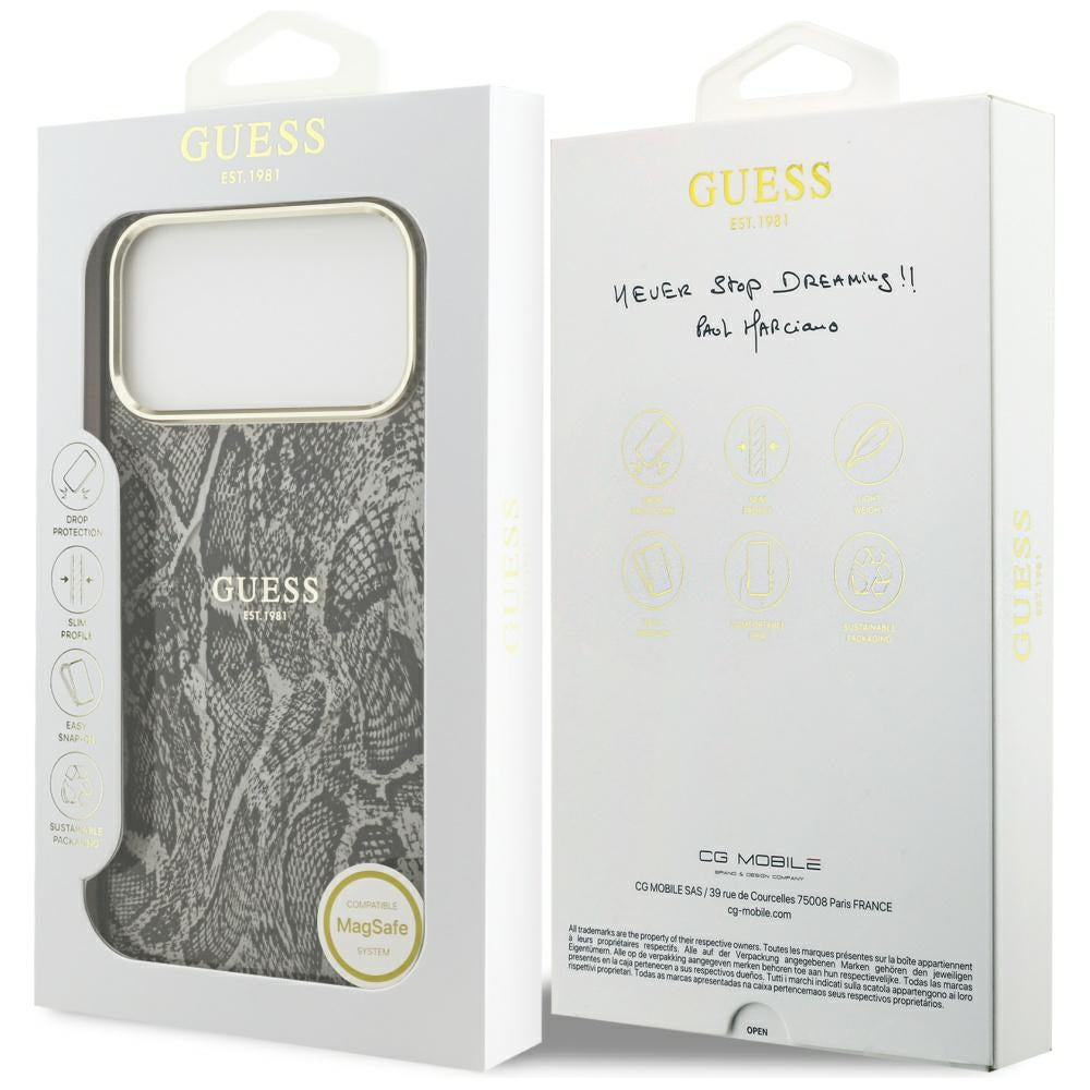 Funda MagSafe para Apple iPhone 17 Pro Max, Guess, Python Pattern, Negra