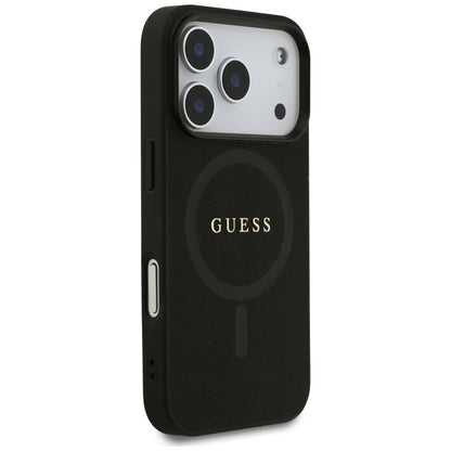 Funda MagSafe para Apple iPhone 17 Pro Max, Guess, Saffiano Classic Logo, Negra