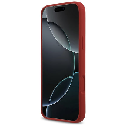 Funda MagSafe para Apple iPhone 17 Pro Max, Guess, Script Metal Logo, Roja