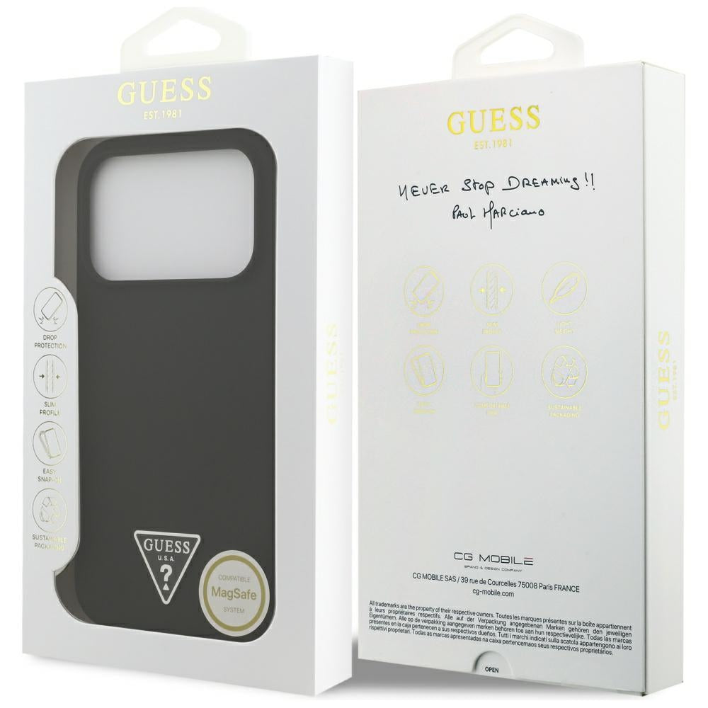 Funda MagSafe para Apple iPhone 17 Pro Max, Guess, Logo Triangular, Negra