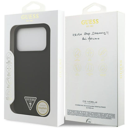 Funda MagSafe para Apple iPhone 17 Pro Max, Guess, Logo Triangular, Negra