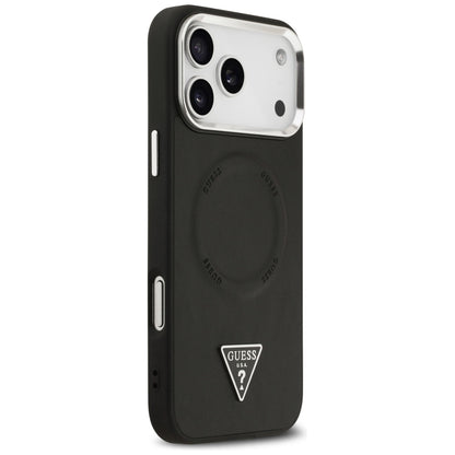Funda MagSafe para Apple iPhone 17 Pro Max, Guess, Logo Triangular, Negra Plateada