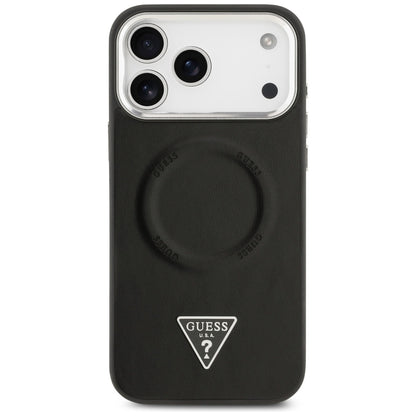 Funda MagSafe para Apple iPhone 17 Pro Max, Guess, Logo Triangular, Negra Plateada