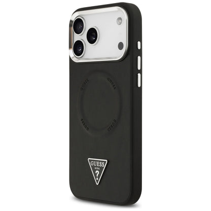 Funda MagSafe para Apple iPhone 17 Pro Max, Guess, Logo Triangular, Negra Plateada